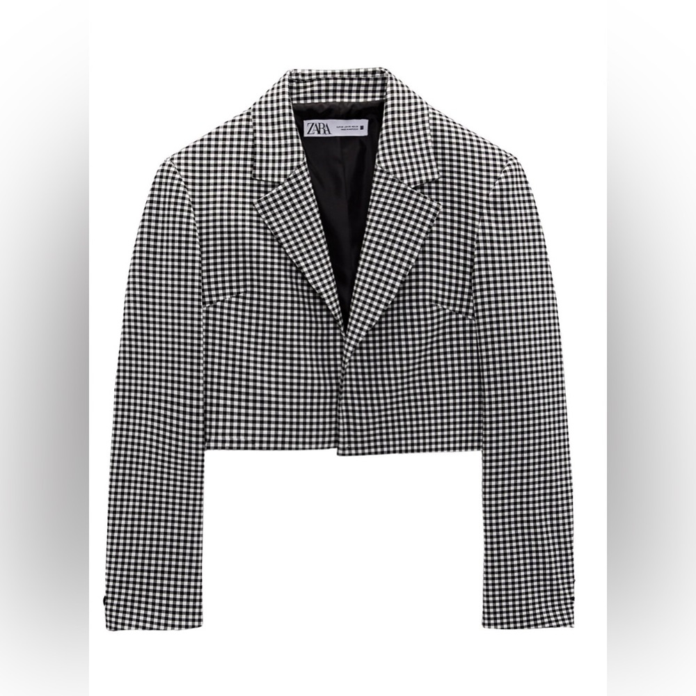 Zara - gingham cropped blazer - never worn - size xs